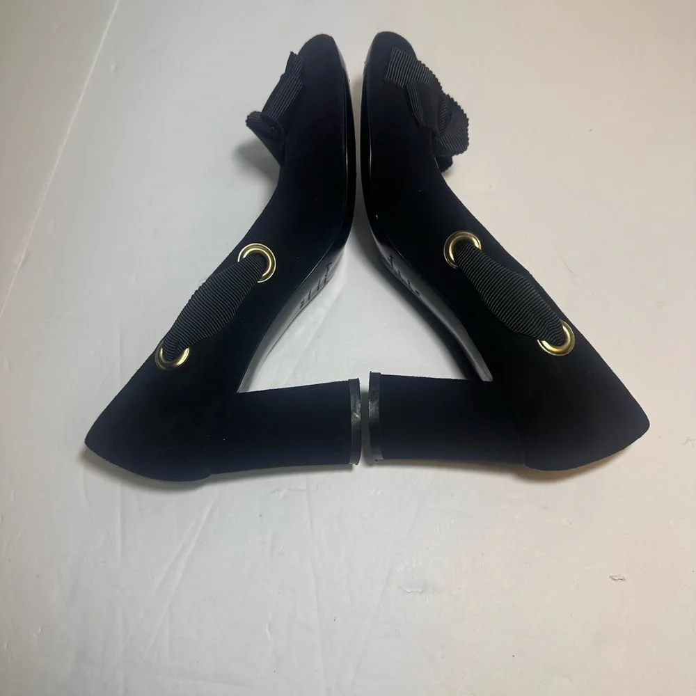Bettye Muller Black Block Heels‎ with Bow Accent size 37. 1/2